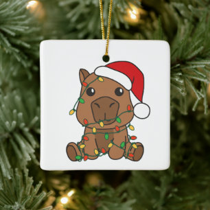 Adorno De Cerámica Navidades de Capibara Vacaciones en invierno