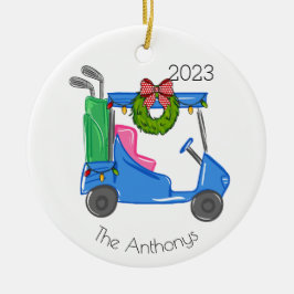 Adorno De Cerámica Navidades de carrito de golf personalizados Wreath