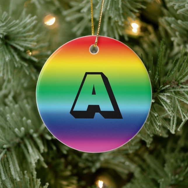 Adorno De Cerámica Navidades de cartas iniciales del personalizado de (Árbol)