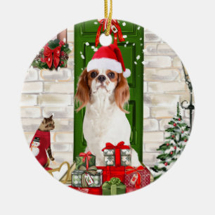 Adorno De Cerámica Navidades de Cavalier King Dog