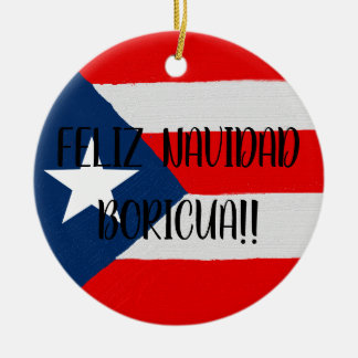 Adorno De Cerámica Navidades de cerámica de la bandera de Boricua Pue