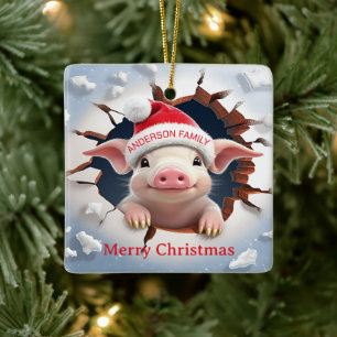 Adorno De Cerámica navidades de Cerdo 3D