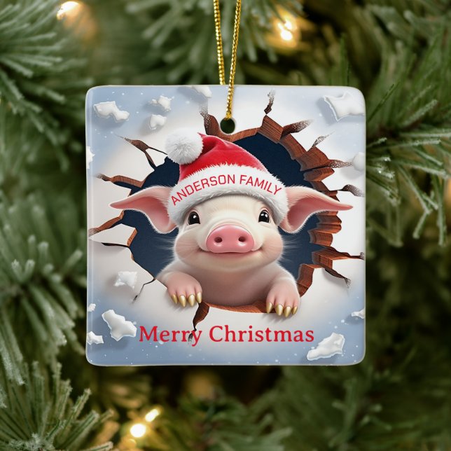 Adorno De Cerámica navidades de Cerdo 3D (Árbol)