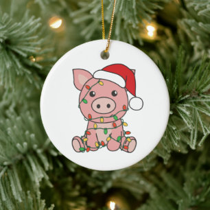 Adorno De Cerámica Navidades de cerdo Animales de invierno Cerdos
