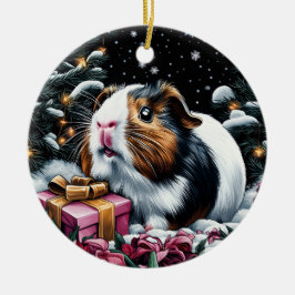 Adorno De Cerámica Navidades de cerdo de Guinea