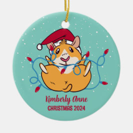 Adorno De Cerámica Navidades de cerdo guineanos en vacaciones de invi