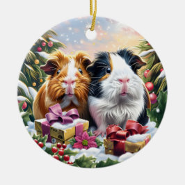 Adorno De Cerámica Navidades de cerdos de Guinea