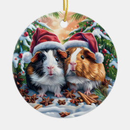 Adorno De Cerámica Navidades de cerdos de Santa Guinea