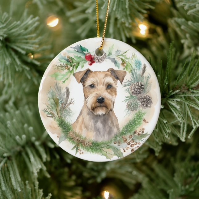 Adorno De Cerámica Navidades de Chesapeake Bay Terrier Wreath Festime (Árbol)