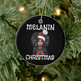 Adorno De Cerámica Navidades de Chica negro Magic Melanin Ugly Xmas S