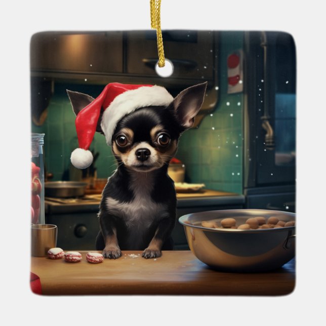 Adorno De Cerámica Navidades de Chihuahua en vacaciones (Anverso)
