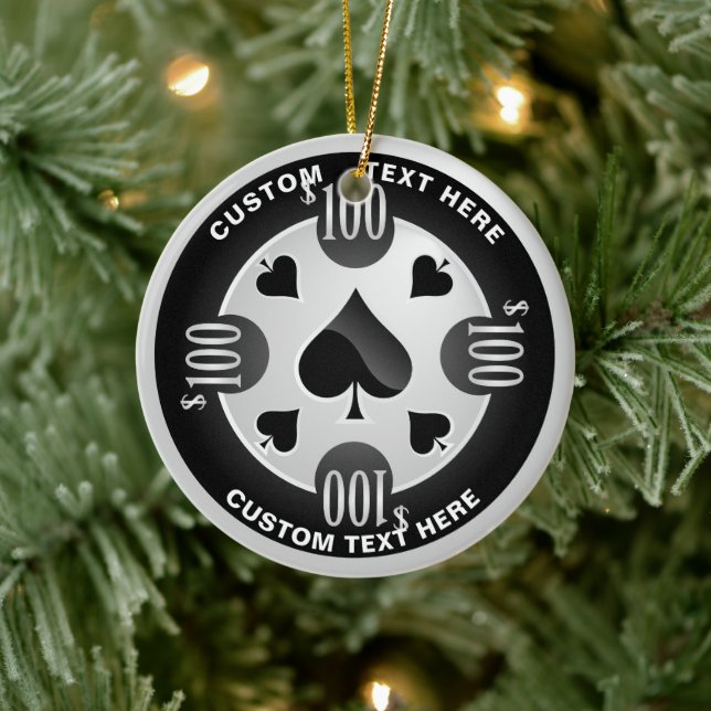 Adorno De Cerámica Navidades de Chip de Casino Poker Personalizados (Árbol)