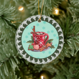 Adorno De Cerámica Navidades de chocolate caliente