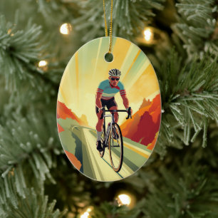 Adorno De Cerámica Navidades de ciclismo de carretera retro personali