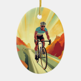 Adorno De Cerámica Navidades de ciclismo de carretera retro personali