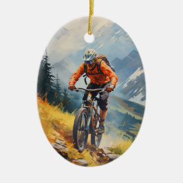 Adorno De Cerámica Navidades de ciclismo de montaña personalizados