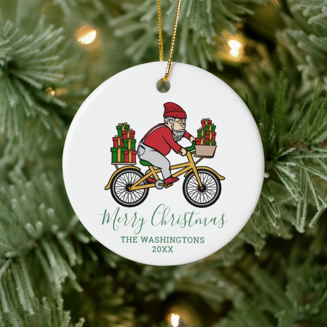 Adorno De Cerámica Navidades de ciclismo personalizados (Árbol)