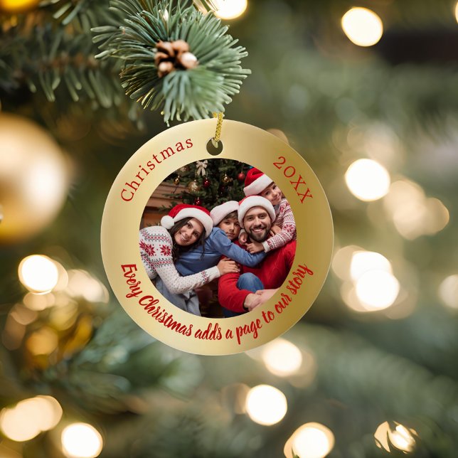 Adorno De Cerámica Navidades de citas de la familia de fotos rojas de (Subido por el creador)
