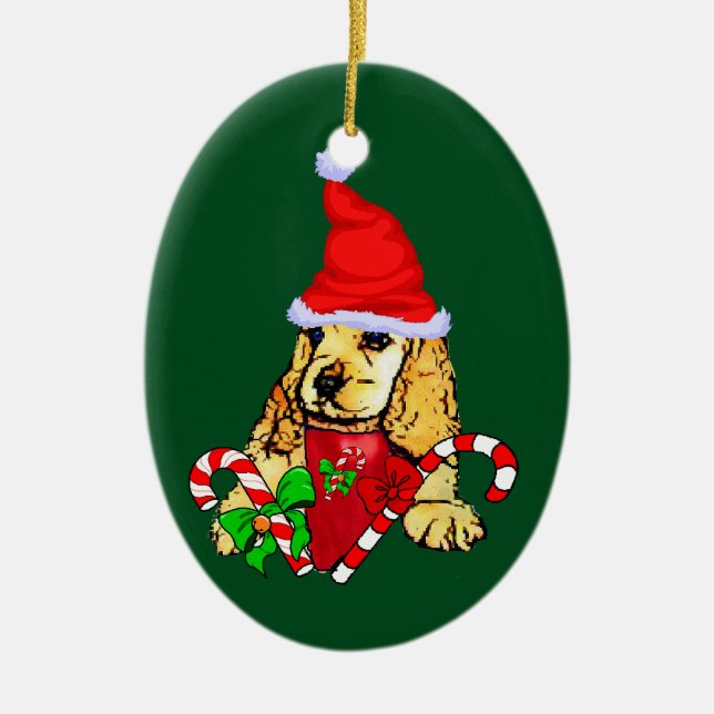 Adorno De Cerámica Navidades de Cocker Spaniel (Frente)
