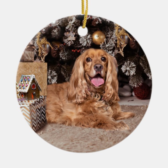 Adorno De Cerámica Navidades de Cocker Spaniel (Frente)