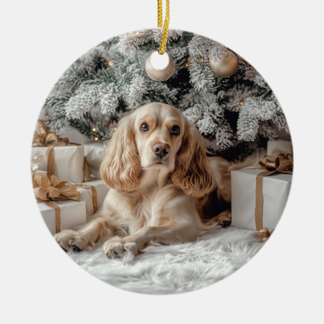 Adorno De Cerámica Navidades de Cocker Spaniel (Frente)