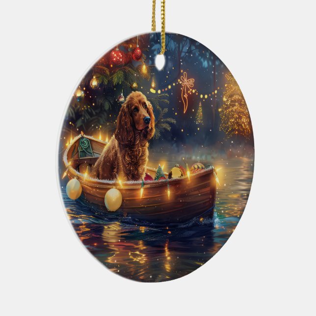 Adorno De Cerámica Navidades de Cocker Spaniel Festividad (Derecha)
