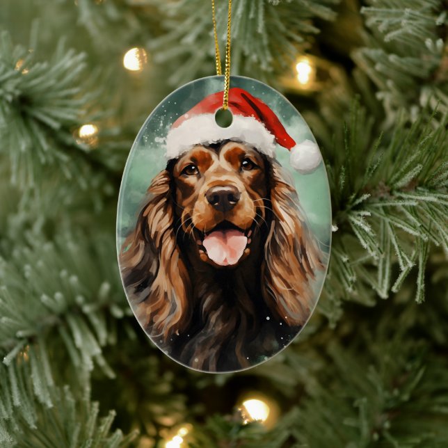 Adorno De Cerámica Navidades de Cocker Spaniel pincel de arte (Árbol)