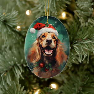 Adorno De Cerámica Navidades de Cocker Spaniel pincel de arte