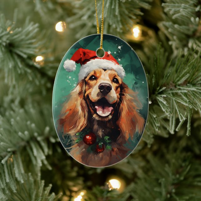 Adorno De Cerámica Navidades de Cocker Spaniel pincel de arte (Árbol)