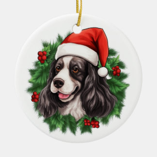 Adorno De Cerámica Navidades de Cocker Spaniel Wreath Ornament