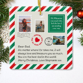 Adorno De Cerámica Navidades de Collage de fotos de letras manuscrita