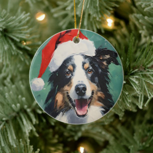Adorno De Cerámica Navidades de Collie pinchan arte