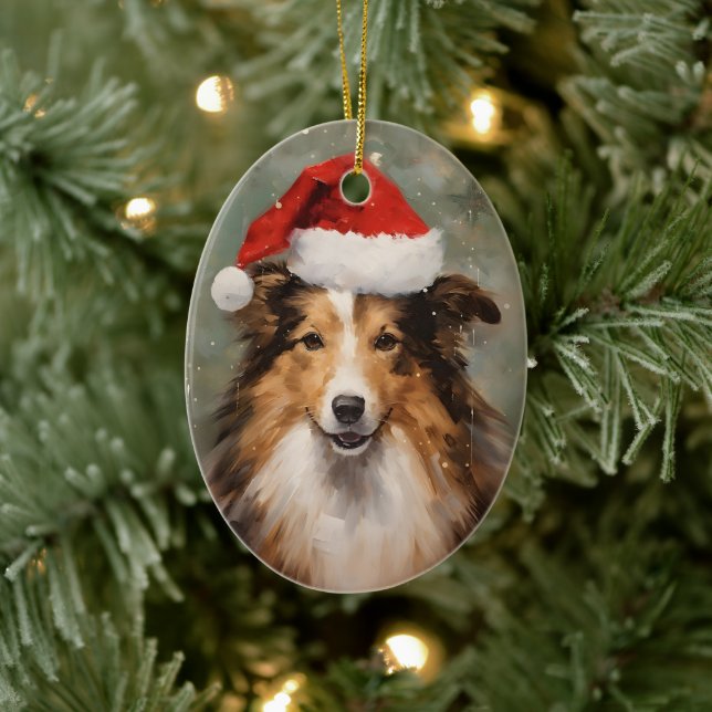 Adorno De Cerámica Navidades de Collie pinchan arte (Árbol)