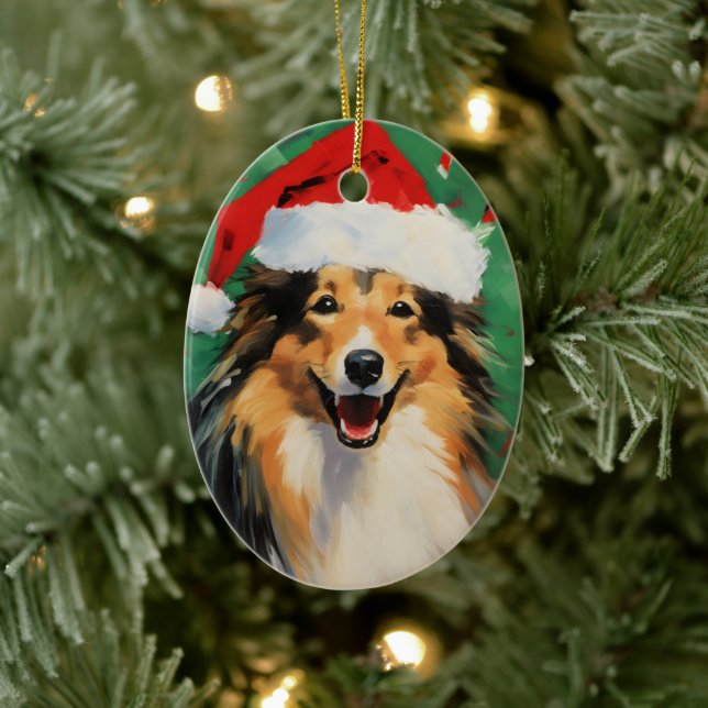 Adorno De Cerámica Navidades de Collie pinchan arte (Árbol)