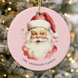 Adorno De Cerámica Navidades de color rosa vintage de Santa Claus<br><div class="desc">Celebrar la temporada festiva con nuestro color de agua rosa Vintage Santa Claus Navidades Ornamento cerámico! Este encantador ornamento presenta un diseño nostálgico de Santa Claus, con un elegante fondo sólido, que combina el encanto vintage con el estilo moderno. Perfecto para añadir un toque festivo a tu árbol de Navidad....</div>
