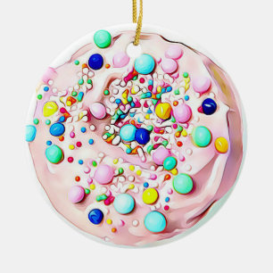 Adorno De Cerámica Navidades de comida deliciosa de galletas rosadas