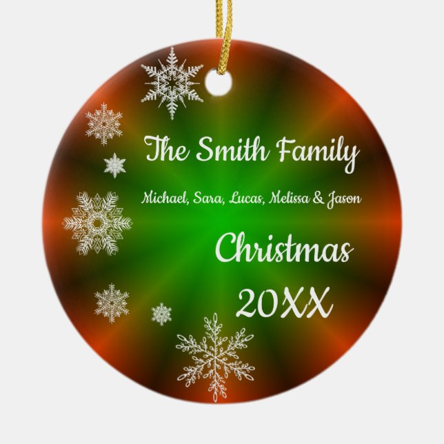 Adorno De Cerámica Navidades de copos de nieve personalizados Keepsak (Frente)