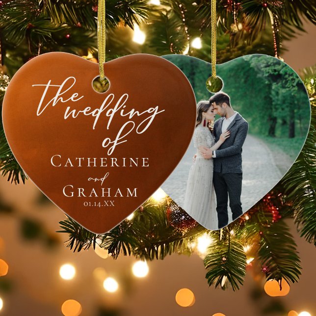 Adorno De Cerámica Navidades de corazón Personalizado Boda Naranja qu (Subido por el creador)