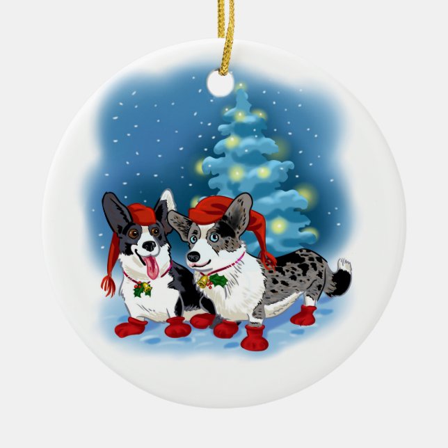 Adorno De Cerámica Navidades de Corgi (Frente)