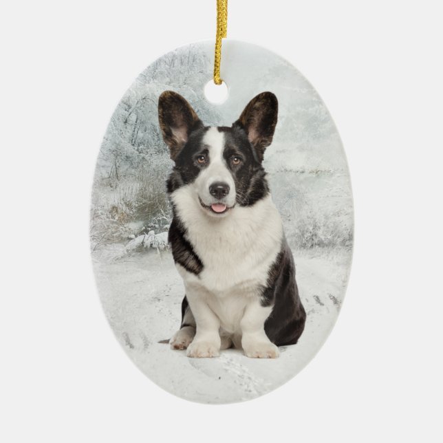 Adorno De Cerámica Navidades de Corgi (Frente)