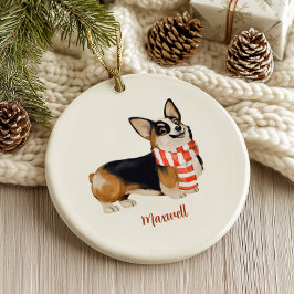 Adorno De Cerámica Navidades de Corgi Dog