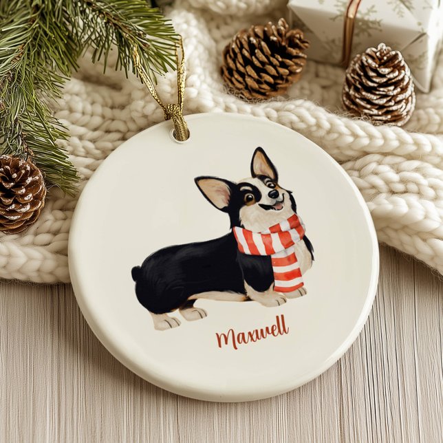 Adorno De Cerámica Navidades de Corgi Dog (Subido por el creador)