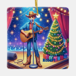 Adorno De Cerámica Navidades de Cowboy Country Singer