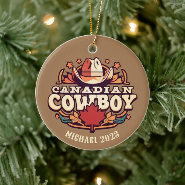 Adorno De Cerámica Navidades de Cowboy de Canadá (Árbol)