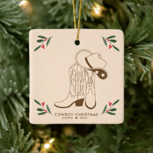 Adorno De Cerámica Navidades de Cowboy marrones cortan botas de vaque