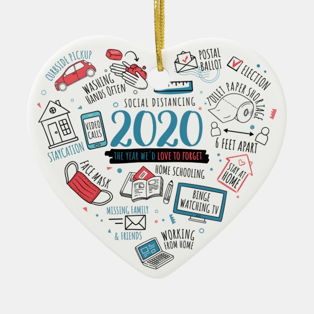 Adorno De Cerámica Navidades de cuarentena divertido conmemorativo 20 (Frente)