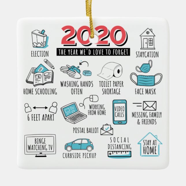 Adorno De Cerámica Navidades de cuarentena divertidos Año conmemorati (Anverso)