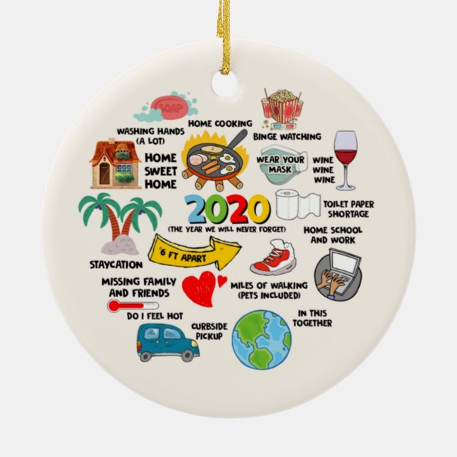 Adorno De Cerámica Navidades de cuarentena pandémicos (Atrás)