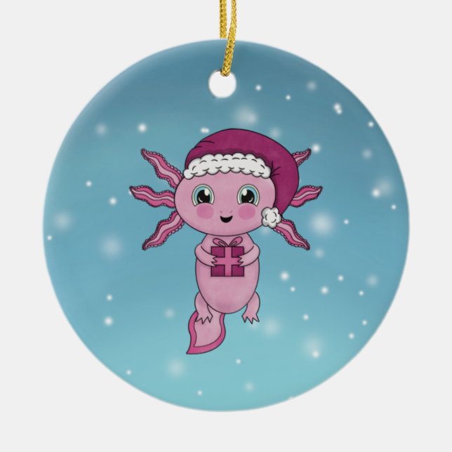 Adorno De Cerámica Navidades de Cute Axolotl (Frente)