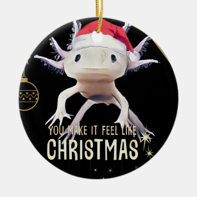 Adorno De Cerámica Navidades de Cute Axolotl (Frente)
